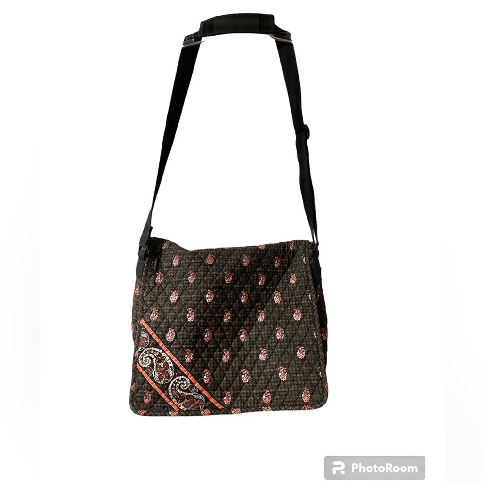 Vera Bradley Houndstooth Brown Cotton Messenger Crossbody Bag - Retired